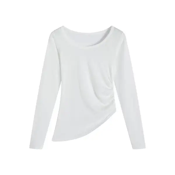 Side Drape Crew Neck Tee