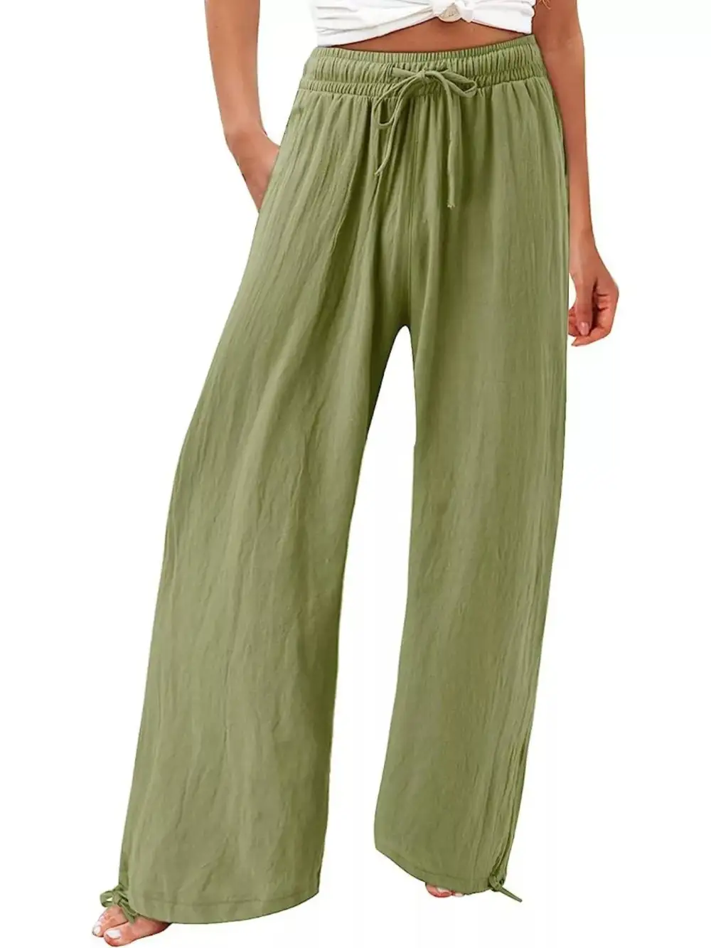 Full Size Wide Leg Pants with Drawstring Waist Plus