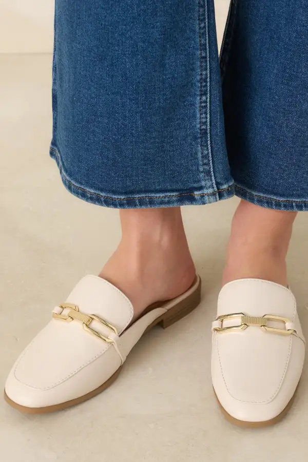 Warm Faux Leather Leather Mules