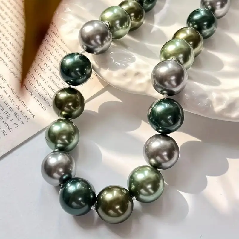 Tahitian Peacock Pearl Necklace-Lustrous Round Freshwater Pearl