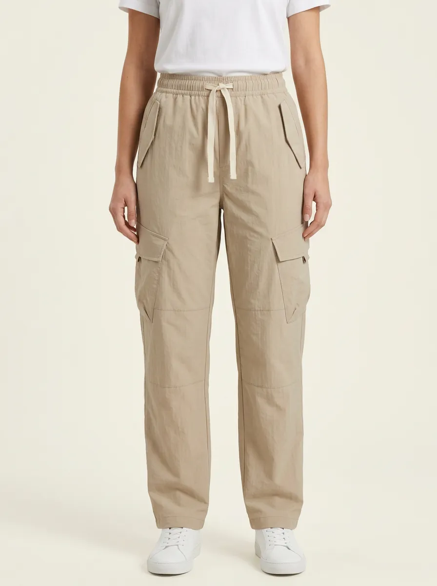 Polished Drawstring Breathable Cargo Pants