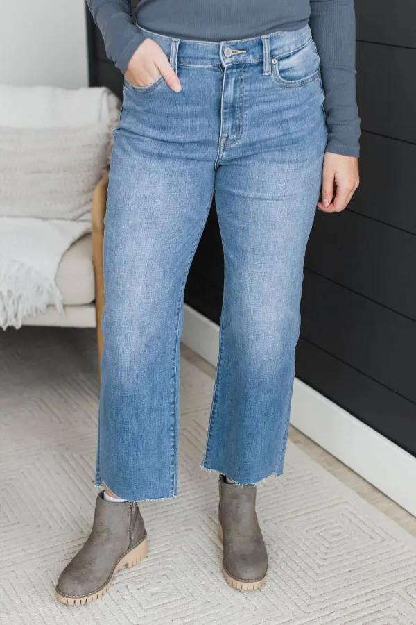 High-Rise Cropped Straight Leg Clean Finish Everyday Jeans
