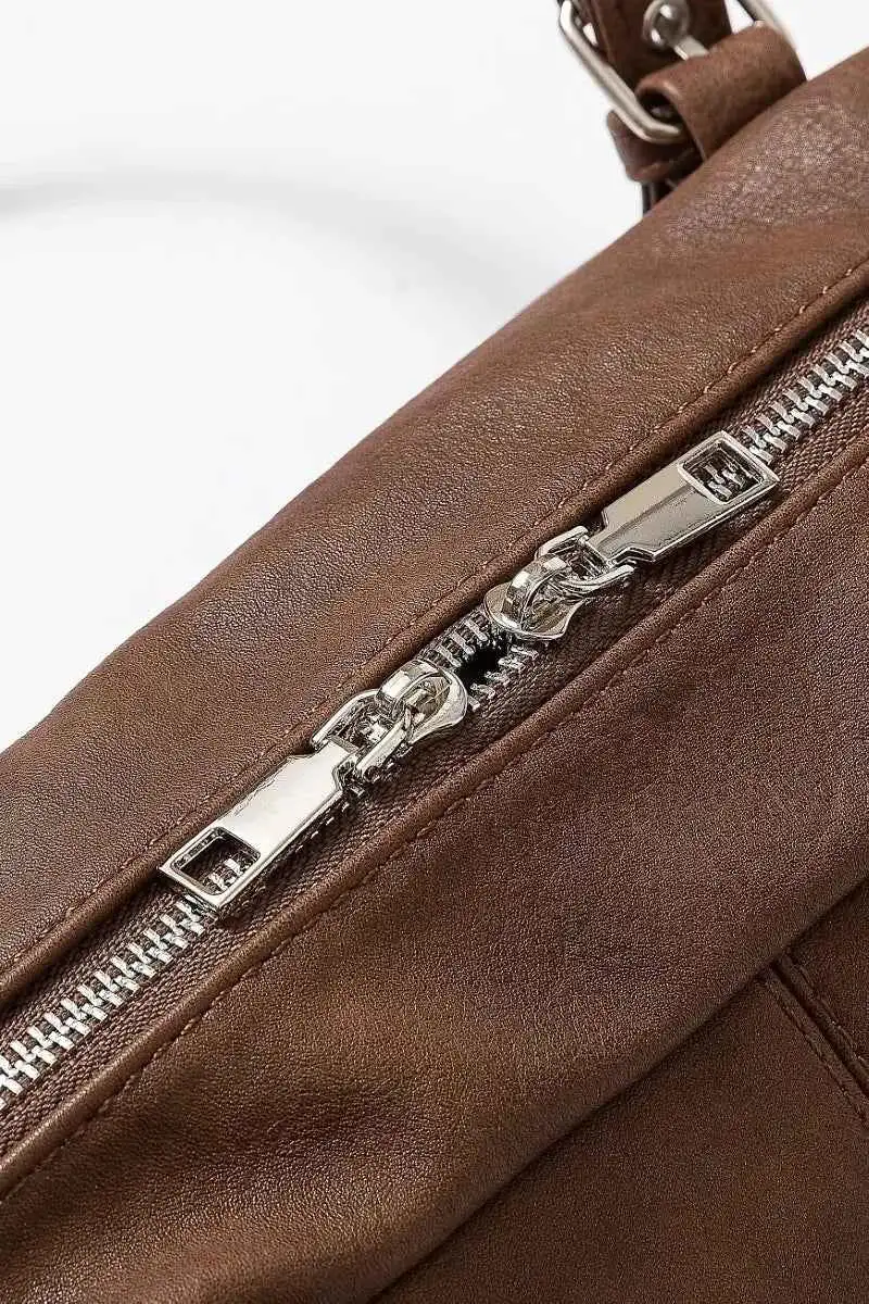 Minimal Grommet Belt Strap Rustic Rectangular Hand Bag