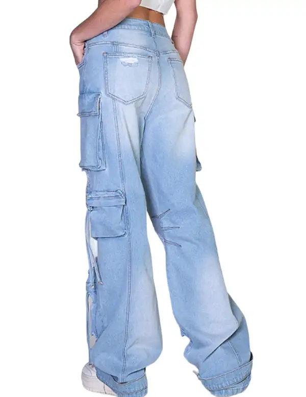Mid-Rise Cargo Jeans