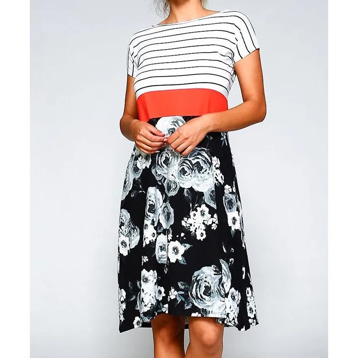 Buttery Soft Midi Dress with Solid Or Top and Skirt