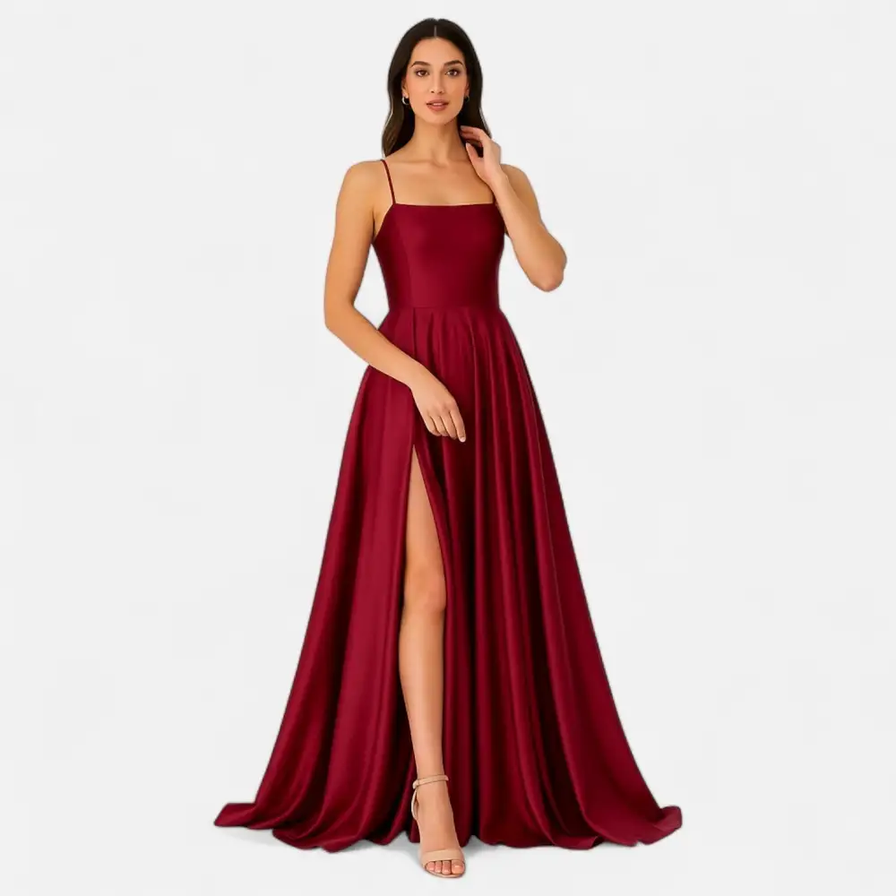  Strappy Slit Maxi Dress