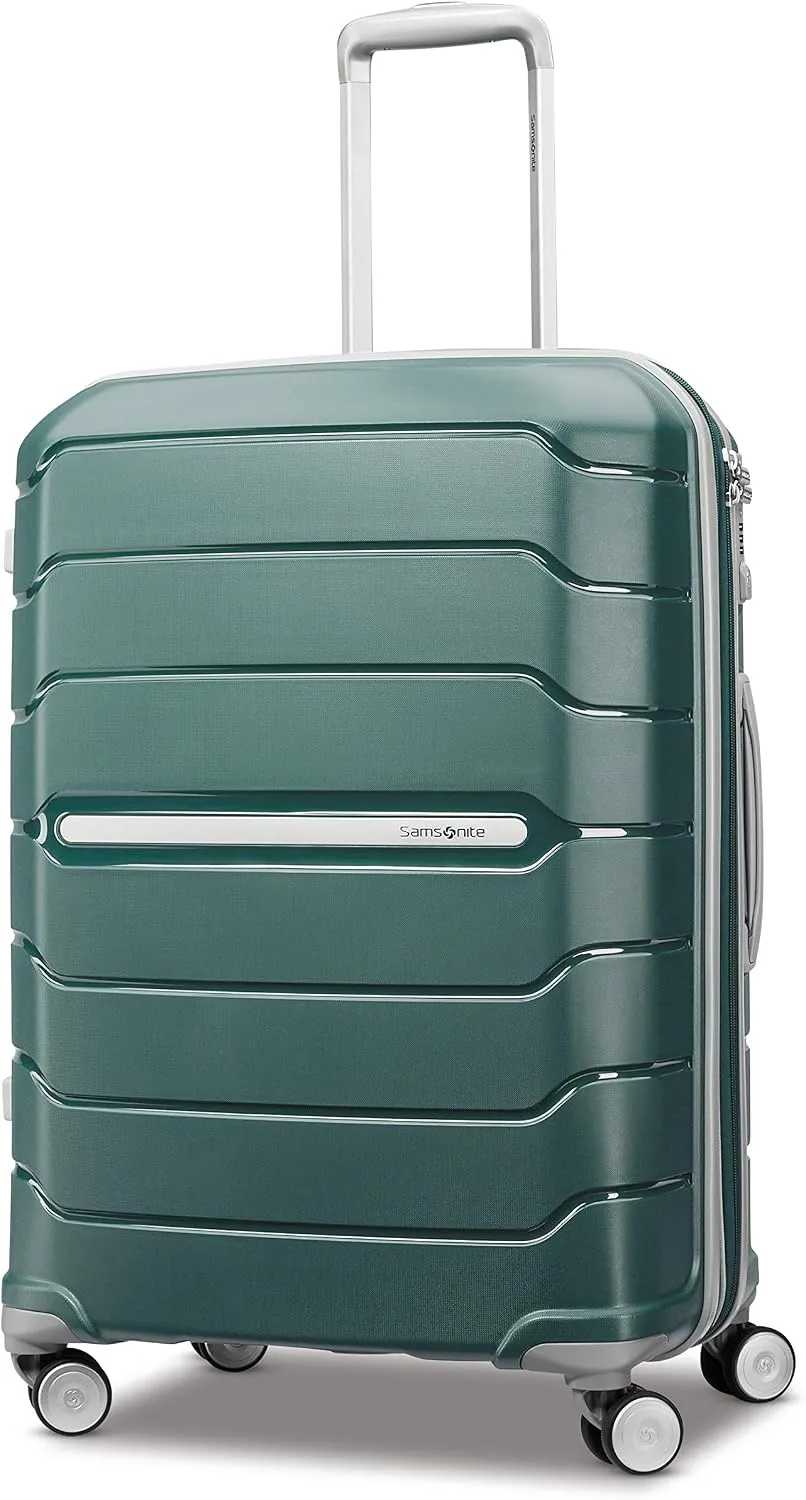 Samsonite Freeform Hardside Carry-On Luggage with Spinner Wheels - Hardshell Suitcase - TSA, Airline-Approved - Expandable Hard Shell, Smooth Rolling Wheels for Lightweight Travel - White/Grey