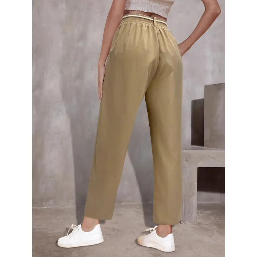 Tie Waist Straight Leg Pants