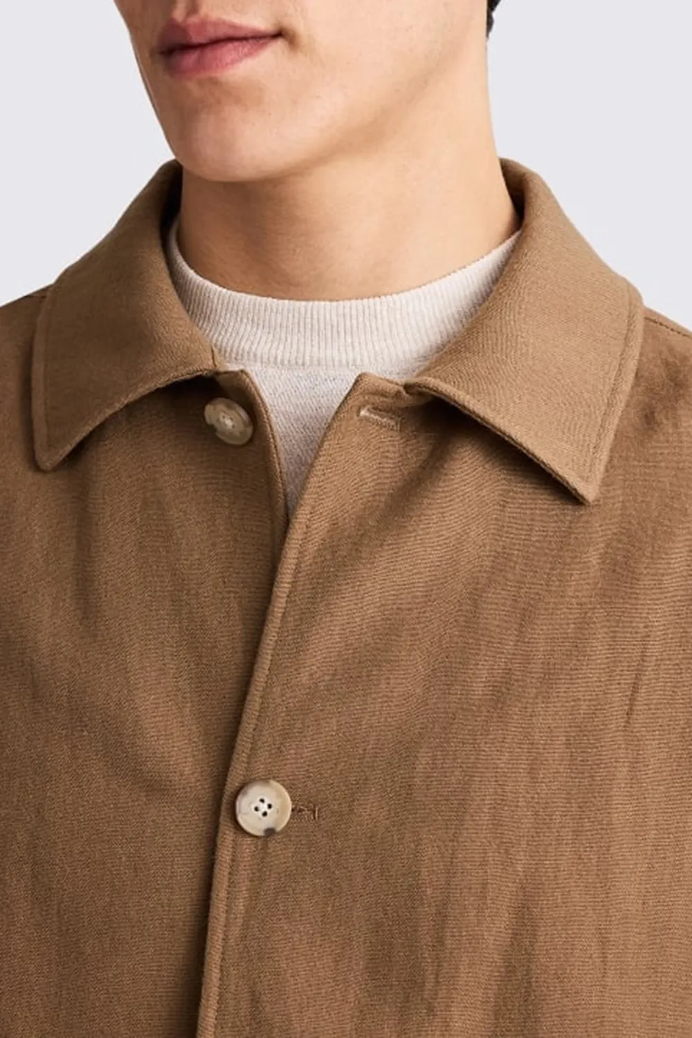 Linen-Wool Blend Khaki Men's Jacket