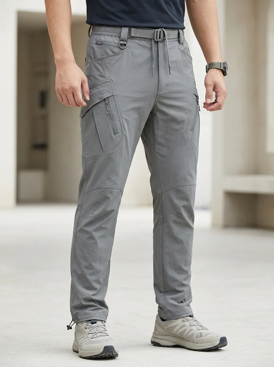 Men's Multi-Pocket Quick-Dry Belted D-Ring Cargo Pants