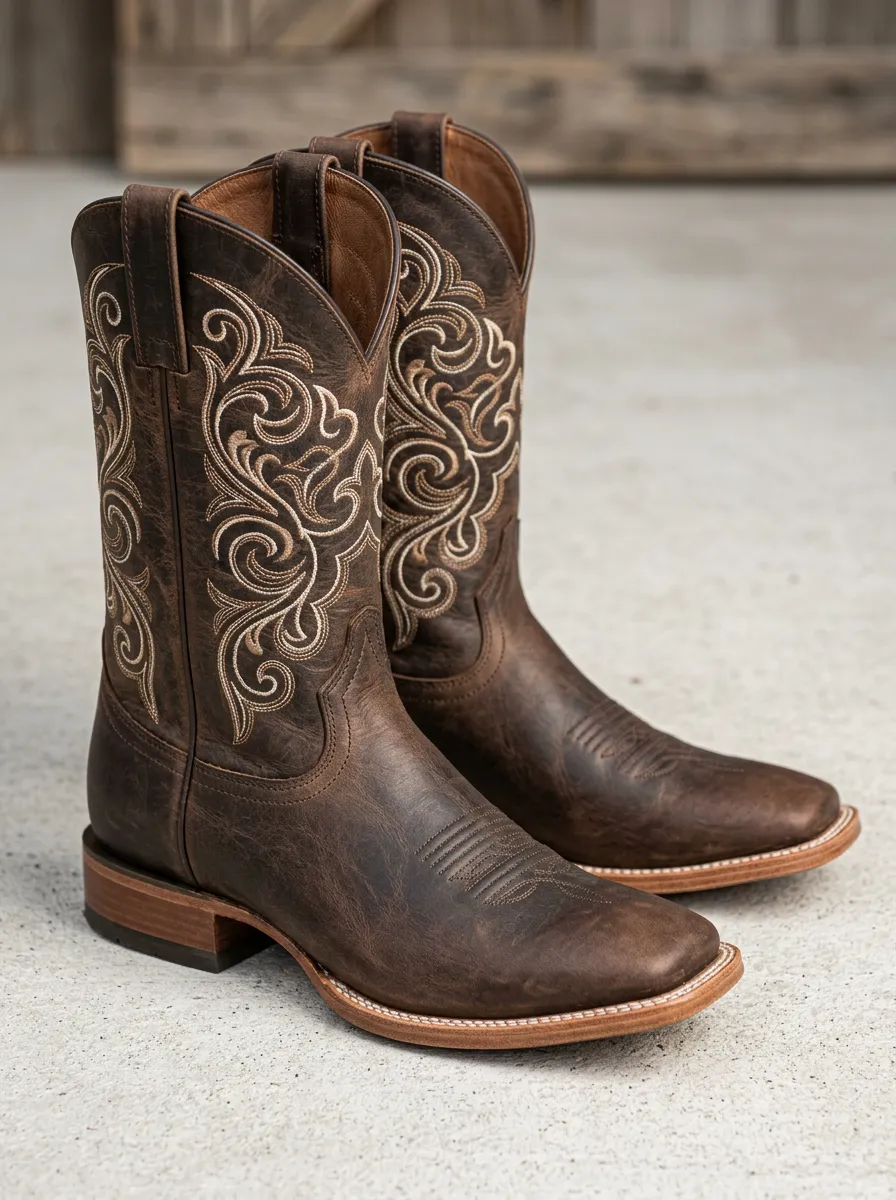 Trail Floral Embroidered Classic Look Men's Western Cowboy Boots