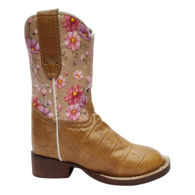 Weathered Men's Denim Boots With Layered Shaft