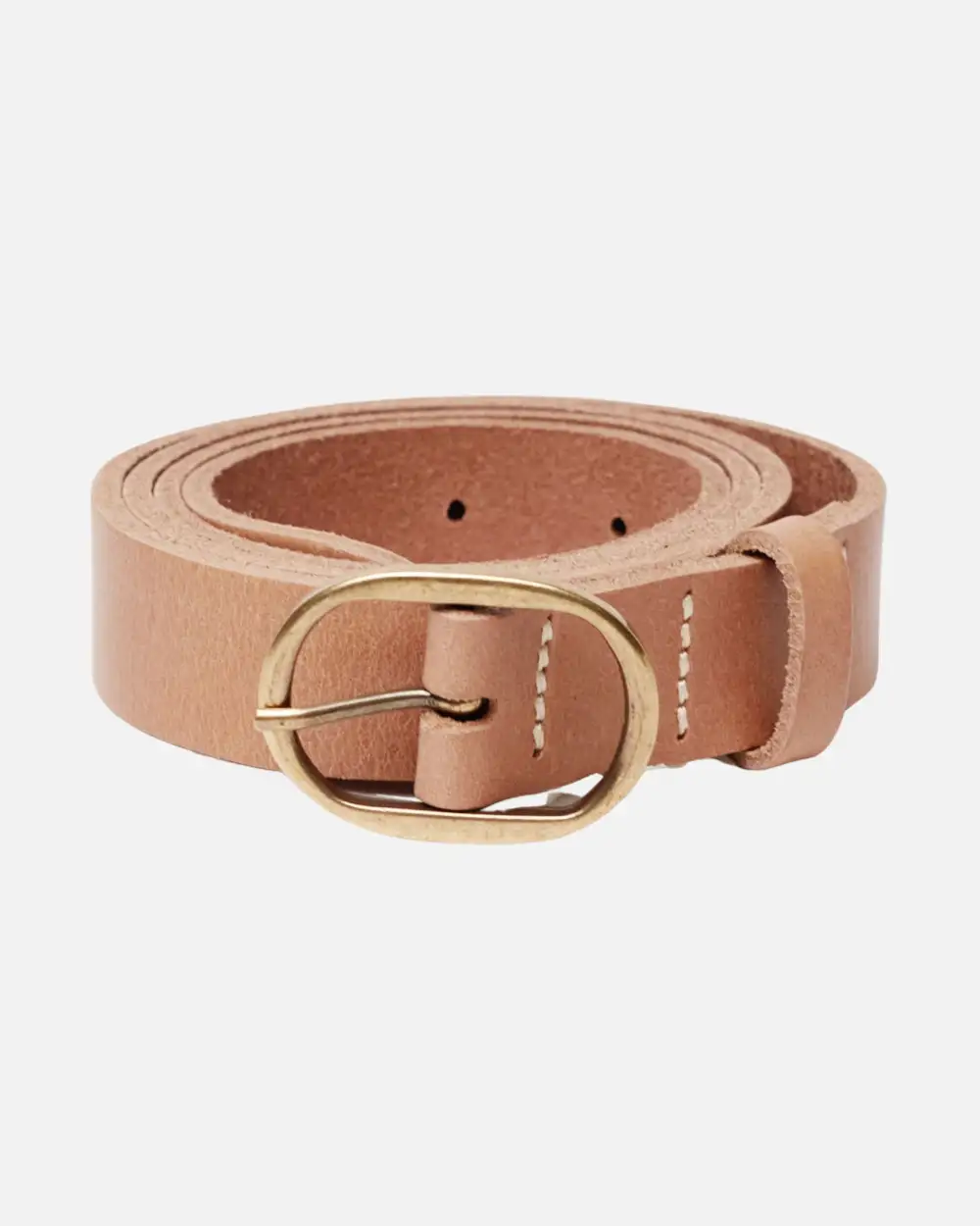 Classic Oval Buckle Leather Waist Belt