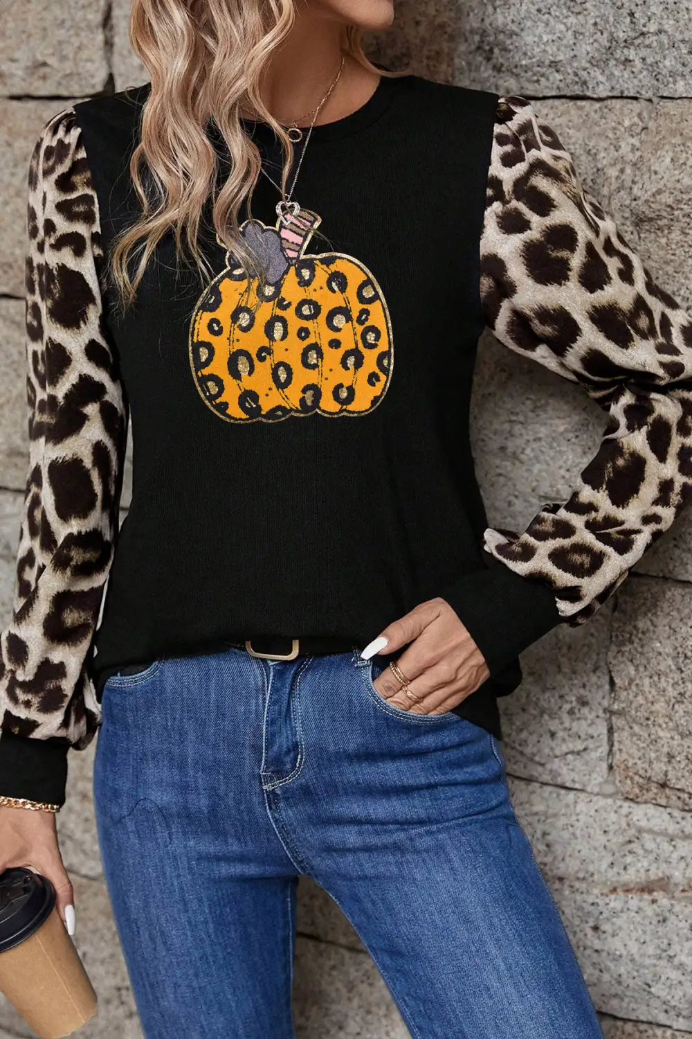 Women's Leopard Print Graphic Knit T-Shirt