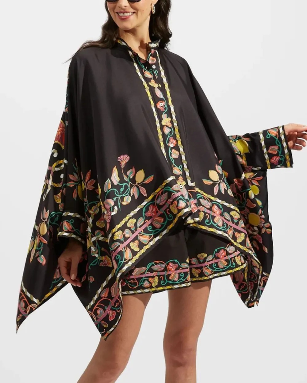 Baroque Print Twill Blouse Coordinated Set