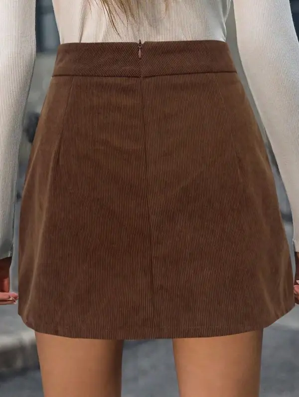Corduroy High Waist Mini Skirt