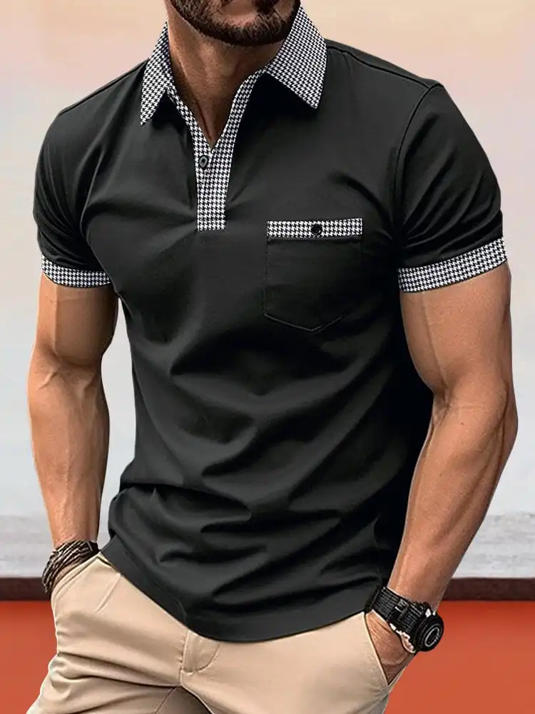 Ribbed Collar Polo Shirt
