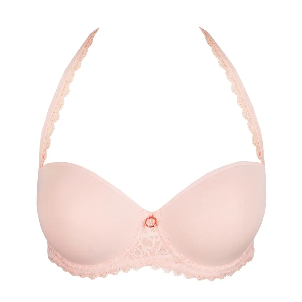 Women's Strapless Adjustable Straps Lace Mesh Microfiber Floral Detail Rounded Shape Bra