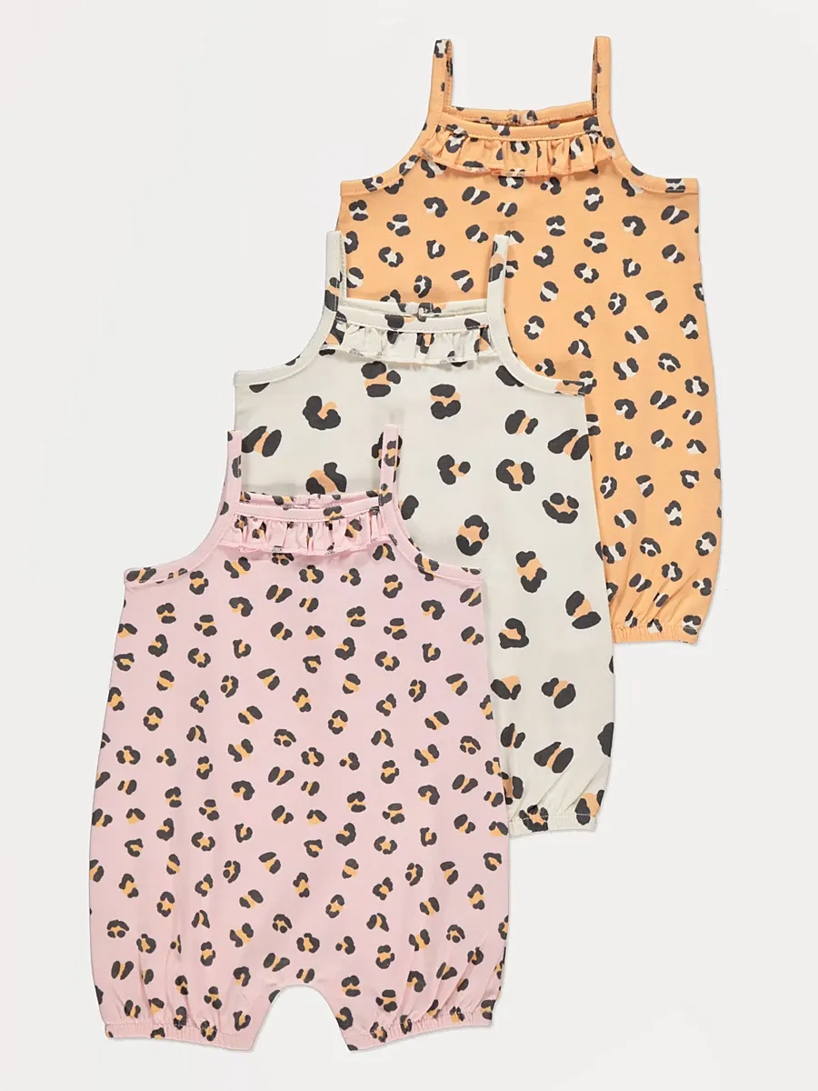 Animal Print Sleeveless Romper 3 Pack