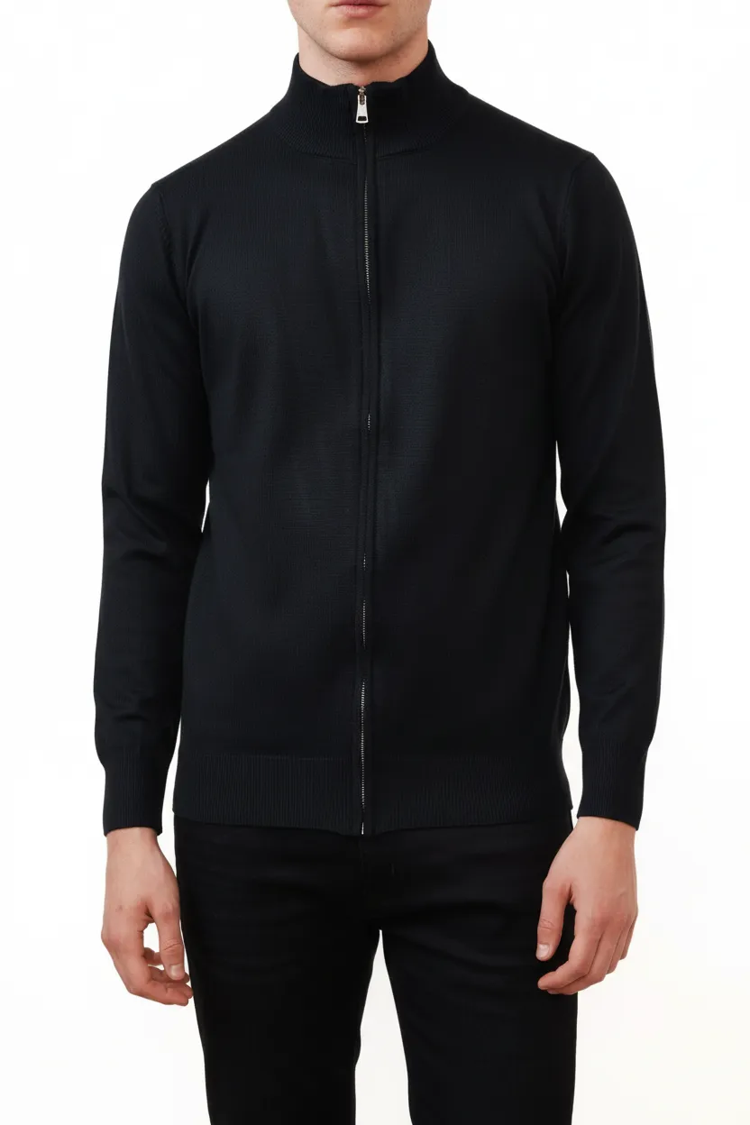 Everyday Regular Fit Full Zip Viscose Knit Vest