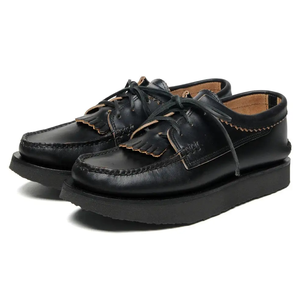 Waxed Leather Kiltie Fringe Men's Casual Boat Shoes