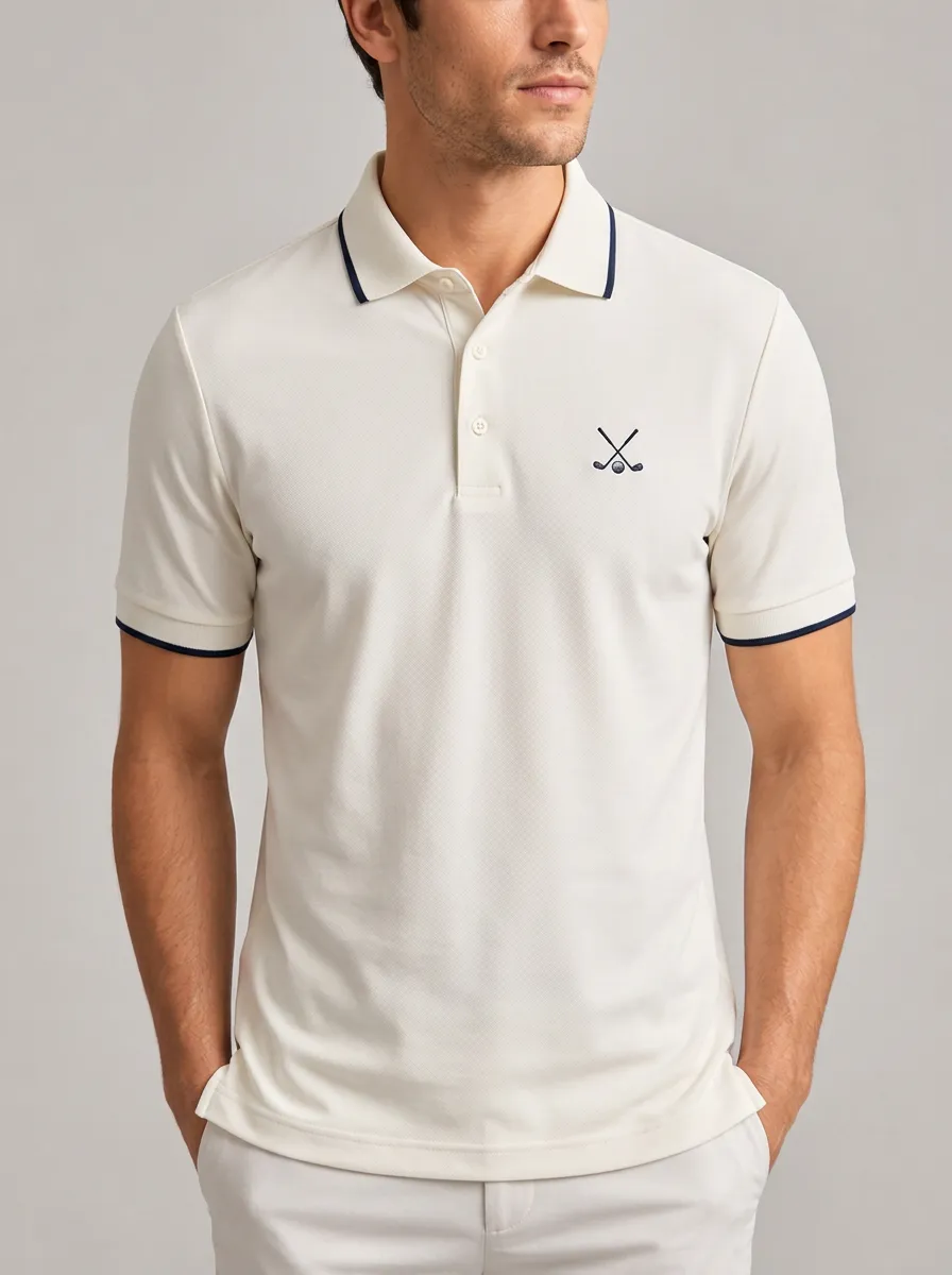 Men's Equestrian Lover Horse Riding Printed Ribbed Polo Shirt