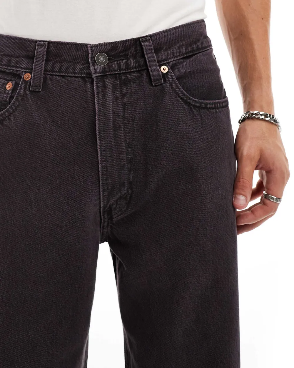 Loose Straight Fit Jeans In Washed Purple