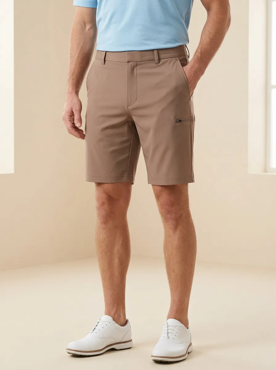 Men's Golf Lover Solid Khaki Performance Printed Shorts