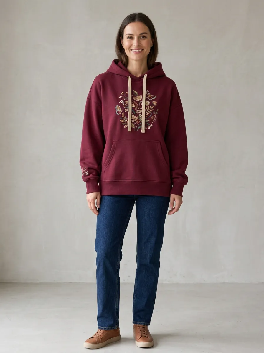Botanical Inspired Women's Botanical Butterfly Graphic Nature Hoodie