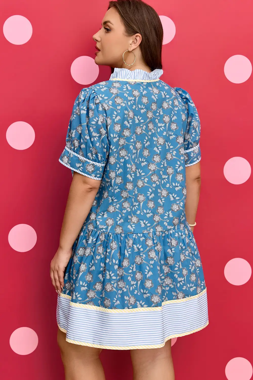 Floral Striped Button Front Dress Casual