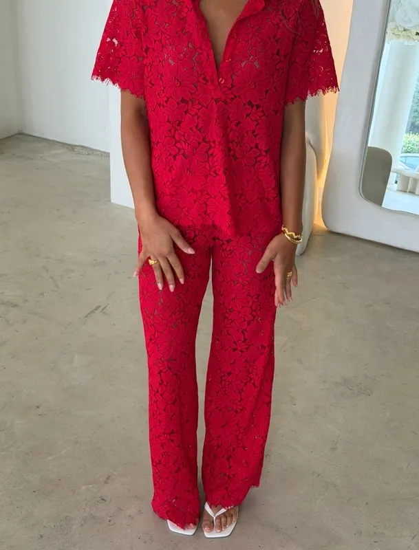 Red Lace Pants