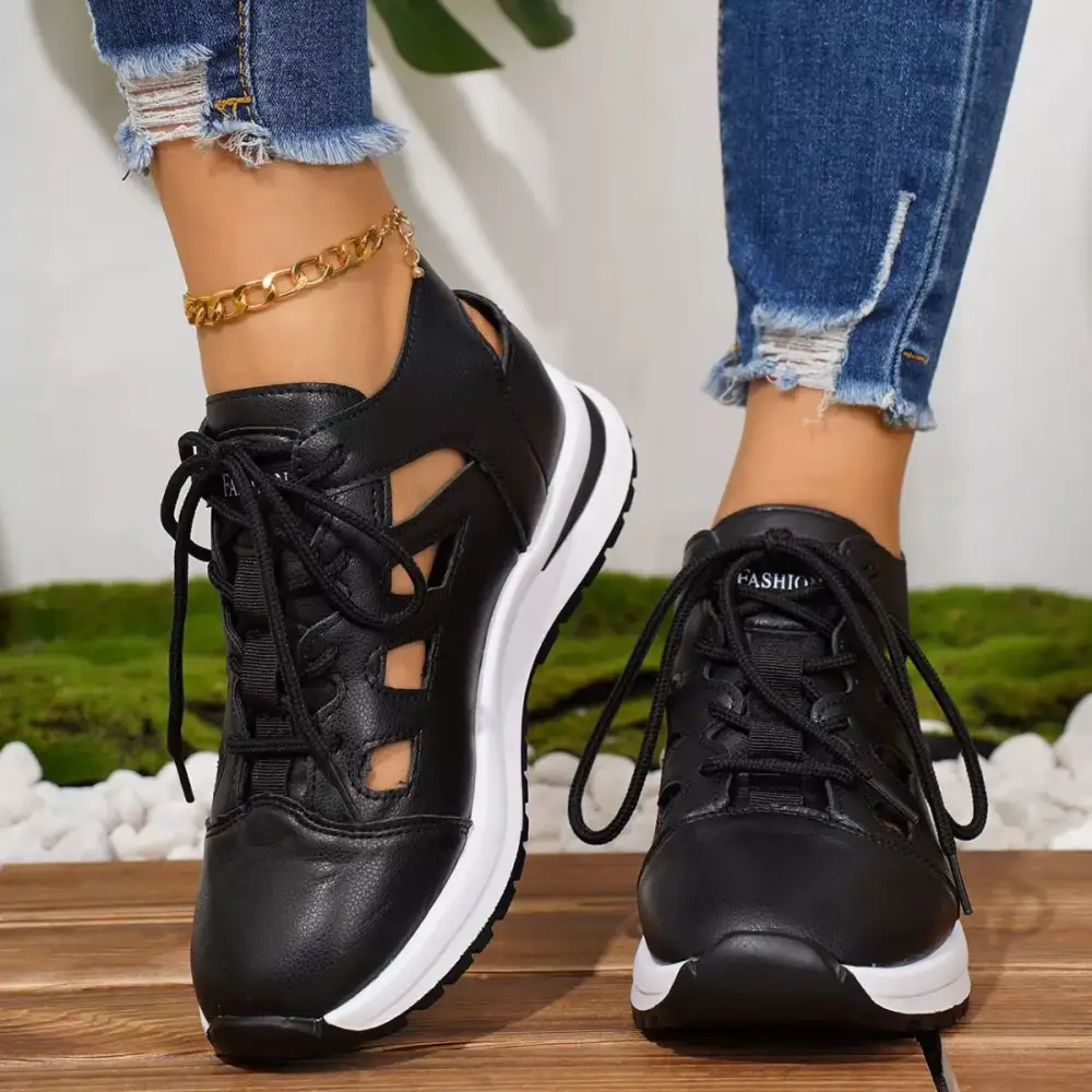 Round Toe Lace Up Sneakers