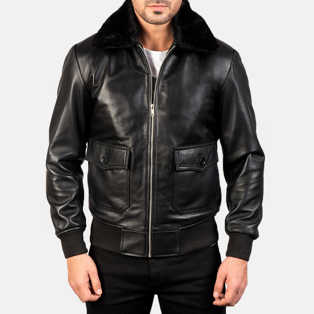 Men's Casual Bomber Leather Jacket