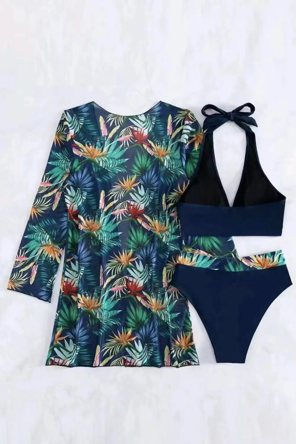Halter Printed Two Piece Swim Set