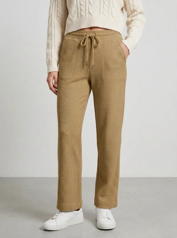 Women's Casual Lounge Waffle Knit Drawstring Jogger Pants