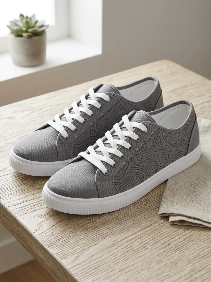Men's Skate Inspired Topographic Map Pattern Patterned Canvas Shoes