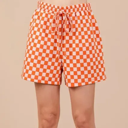 Checkered Round Neck Top and Shorts Set