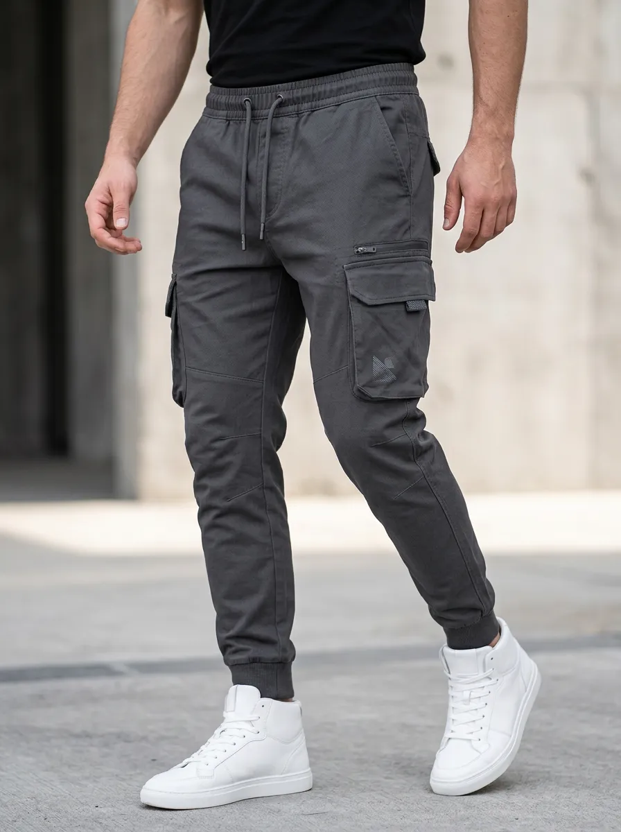 Easy-Wear Graphic Print Utility Look Men's Cargo Jogger Pants
