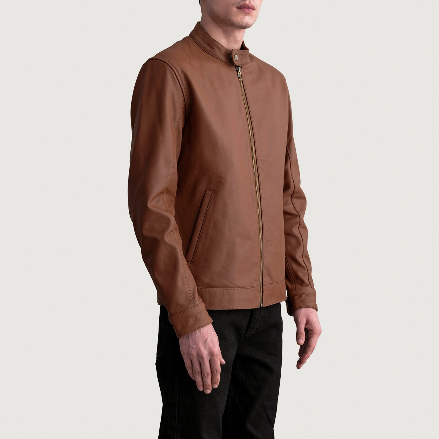 Men's Textured Biker Leather Jacket