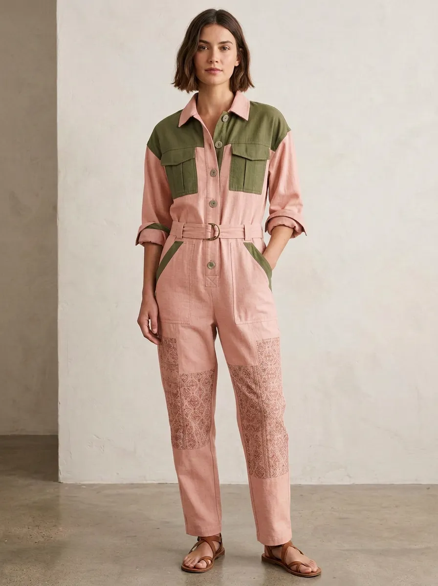 Women's Boho Geometric Patchwork Graphic Jumpsuit