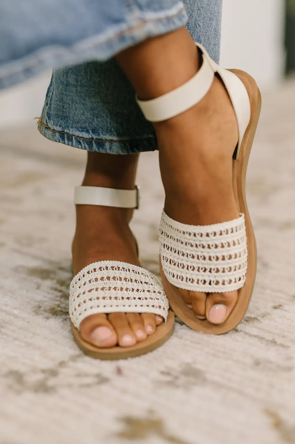 Lightweight Ankle-Strap Flat Sandals