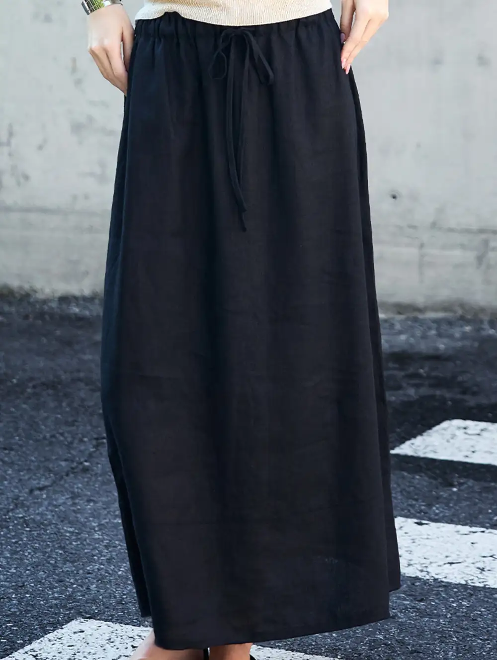 Linen A-Line Midi Skirt