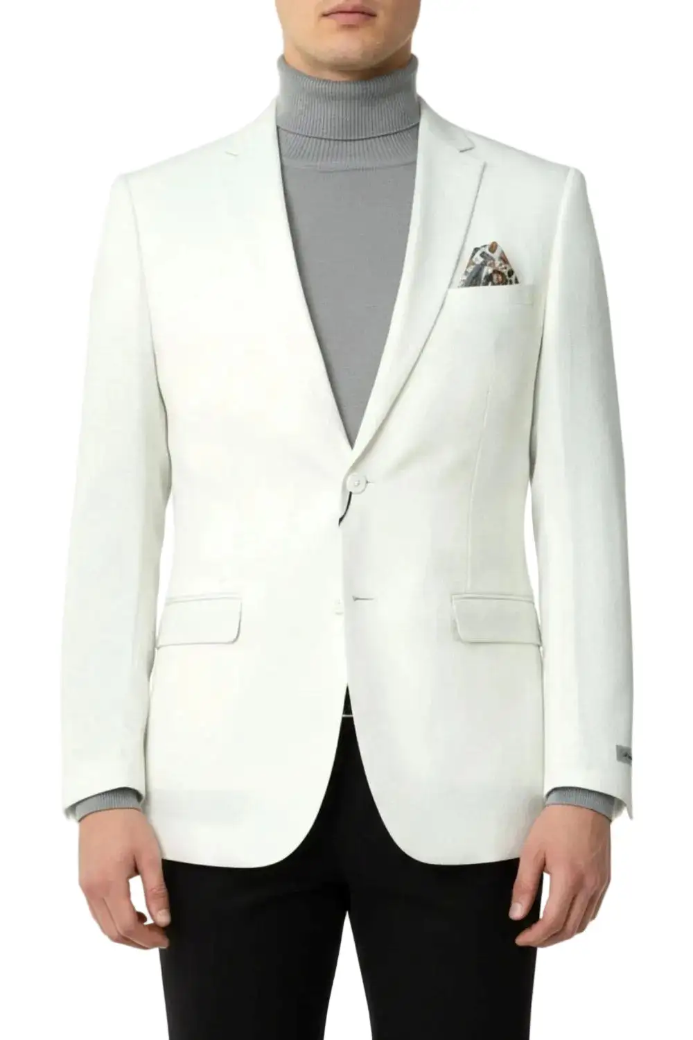Off White Hybrid Fit Textured Single Breasted Notch Lapel Side Vents Jacket