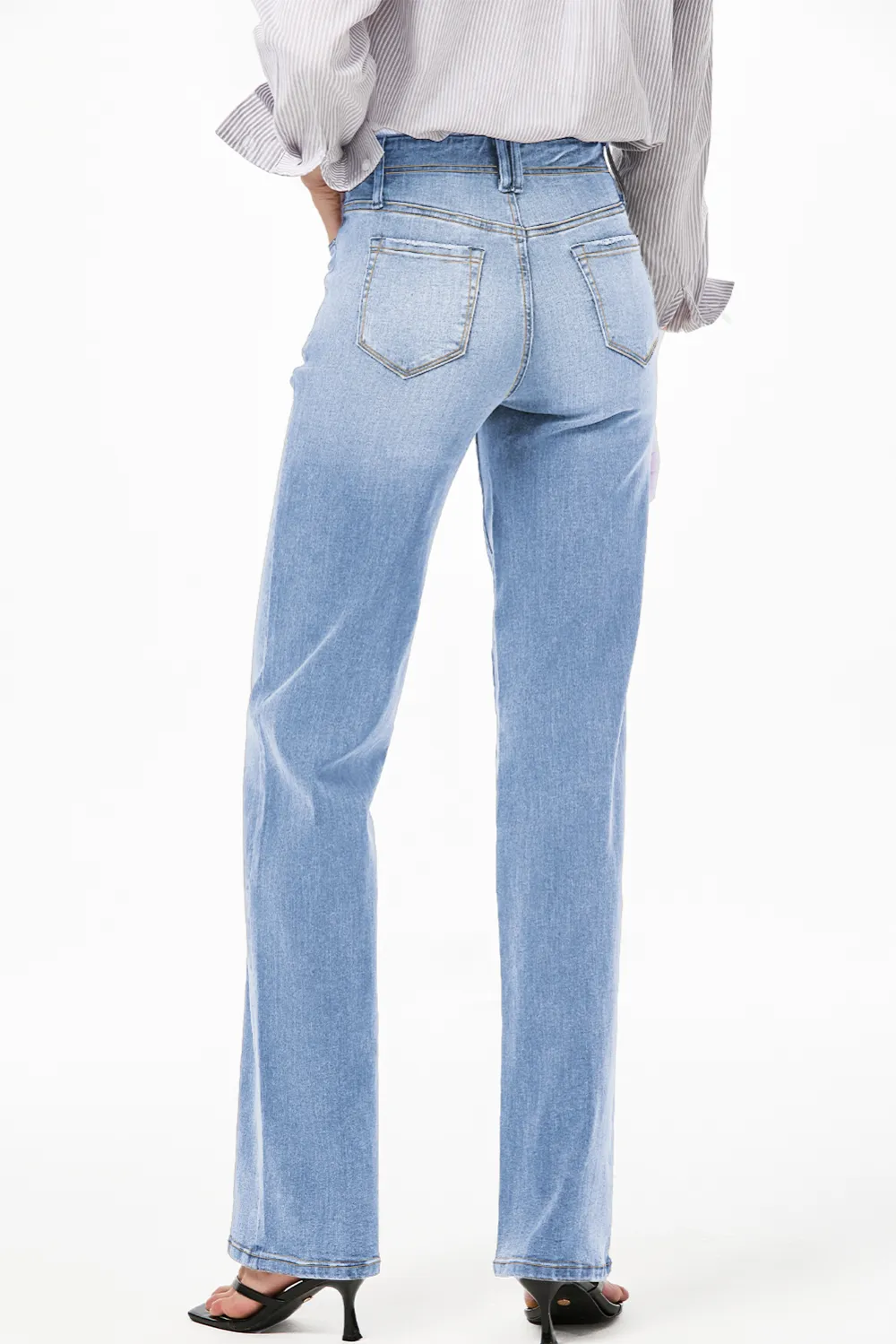 Light Blue Cropped Straight Jeans