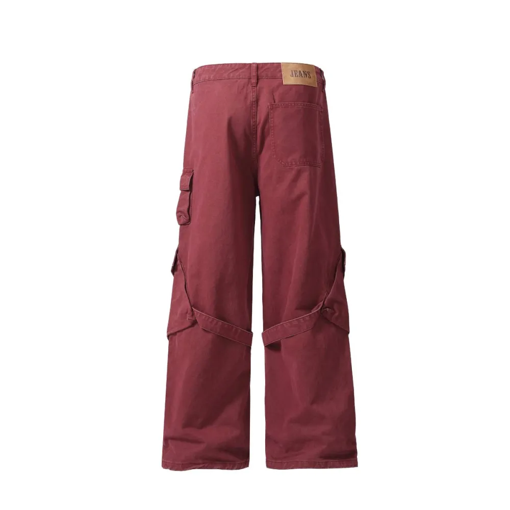Men's Straight Leg Cargo Denim Jeans
