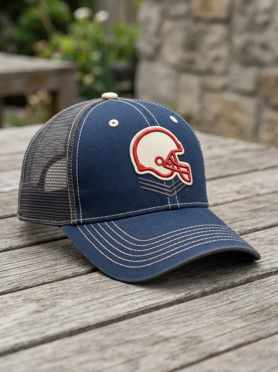 Men's Heritage American Football Fan Helmet Graphic Embroidered Mesh Trucker Cap