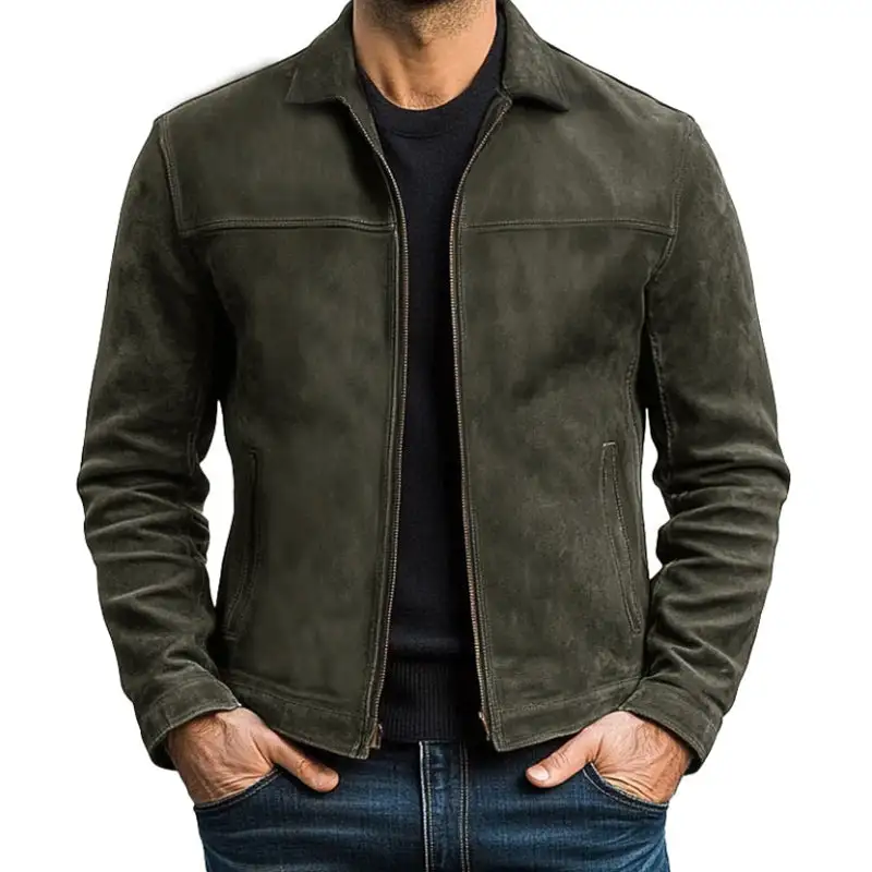 Leather Utility Zip Jacket