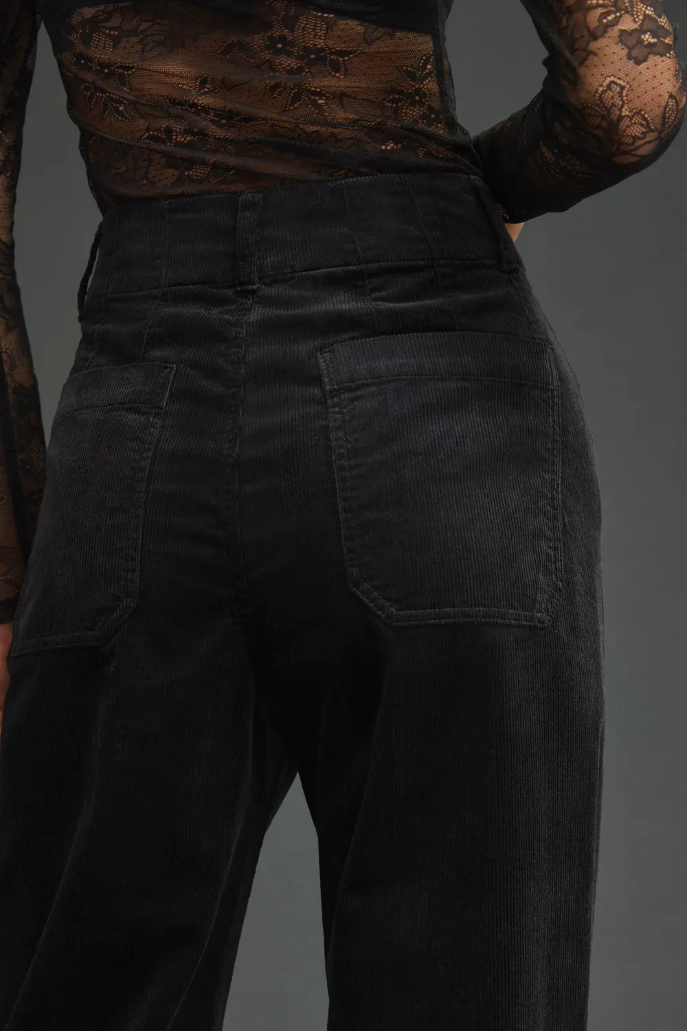 Black Stretch Wide-Leg Pants