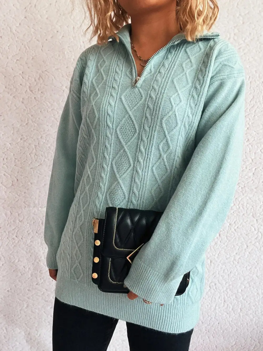 Long Sleeve Cable Knit Sweater