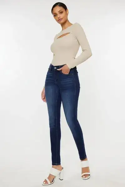 Mid Rise Gradient Skinny Denim Jeans